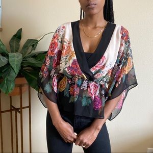 H&M Conscious Collection Floral V-neck Kimono Top